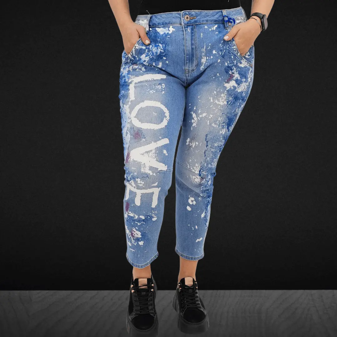 Spodnie jeansowe z napisem "LOVE Stylowa XL