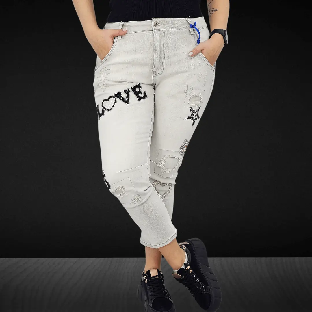 Spodnie jeansowe z napisem "LOVE Stylowa XL