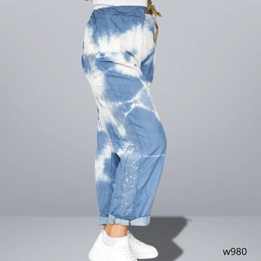 Spodnie materiałowe z wzorem po całości Stylowa XL