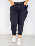 Spodnie mom fit z podwiniętą nogawką Stylowa XL