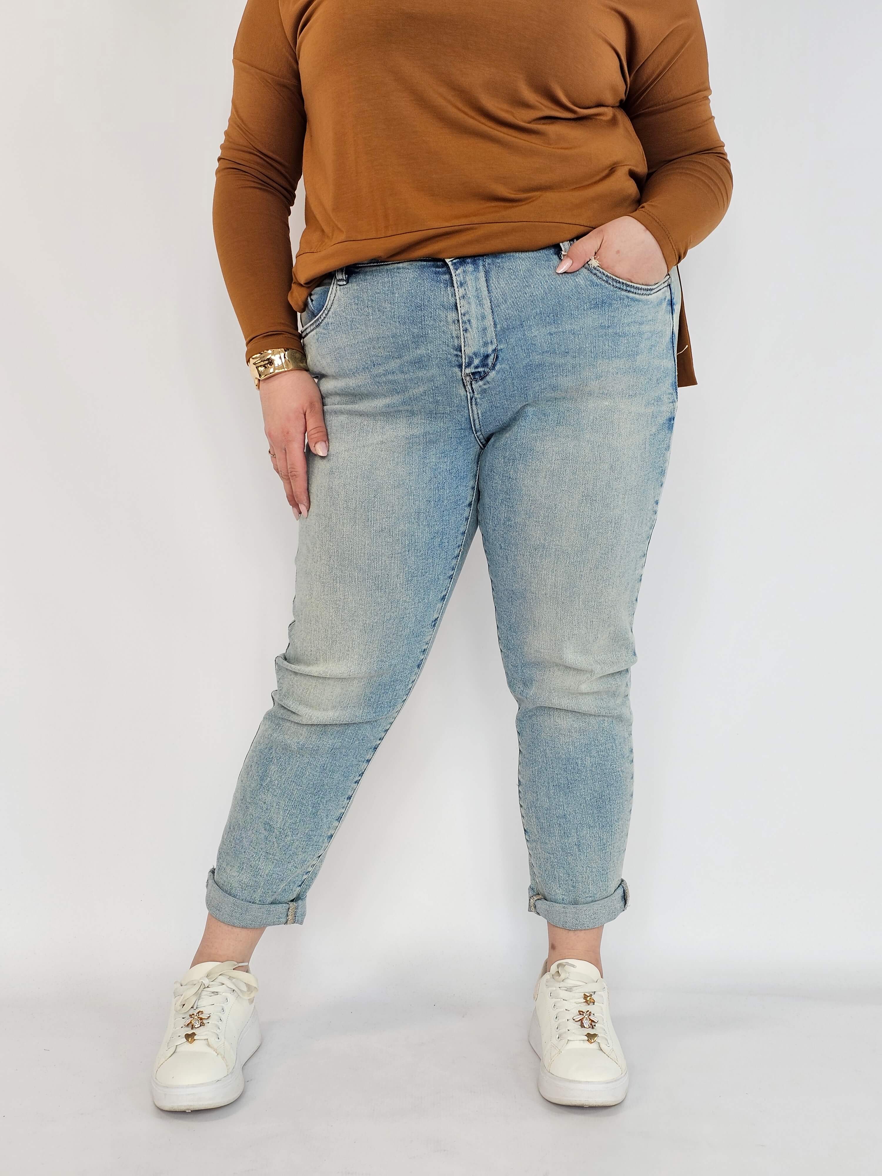 Spodnie plus size jeans – jasne jeansy damskie XXL M.sara Stylowa XL