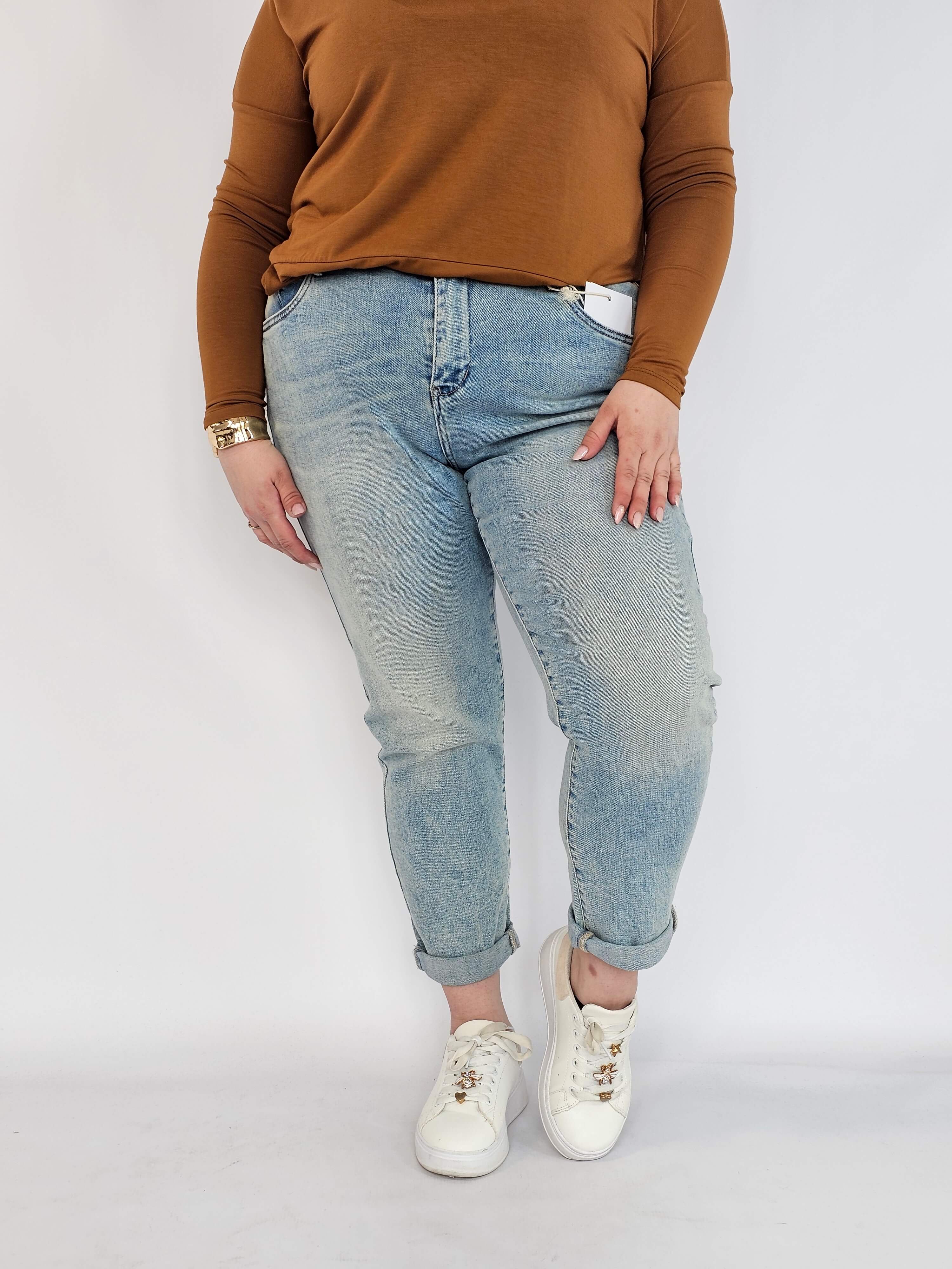 Spodnie plus size jeans – jasne jeansy damskie XXL M.sara Stylowa XL