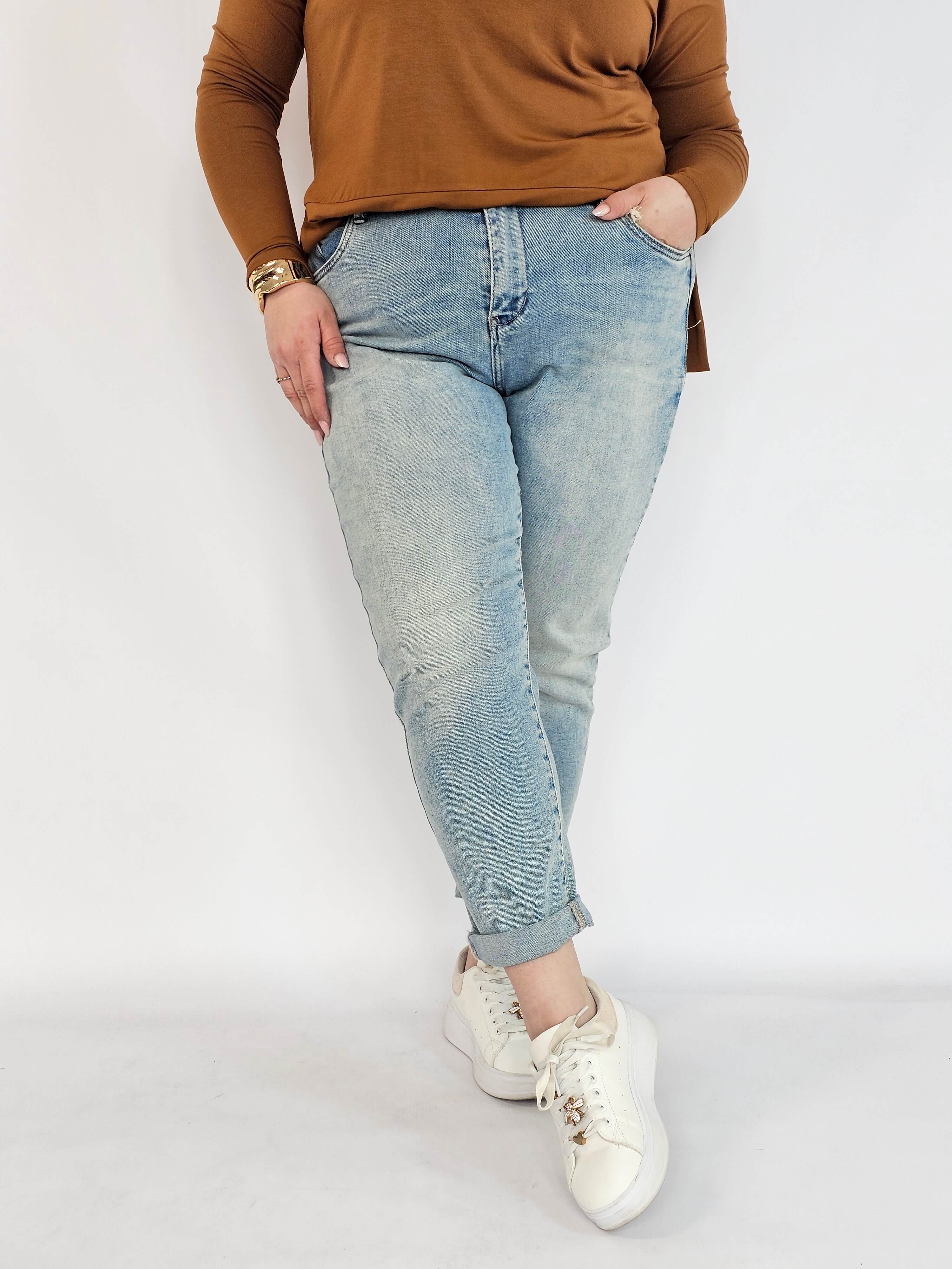 Spodnie plus size jeans – jasne jeansy damskie XXL M.sara Stylowa XL