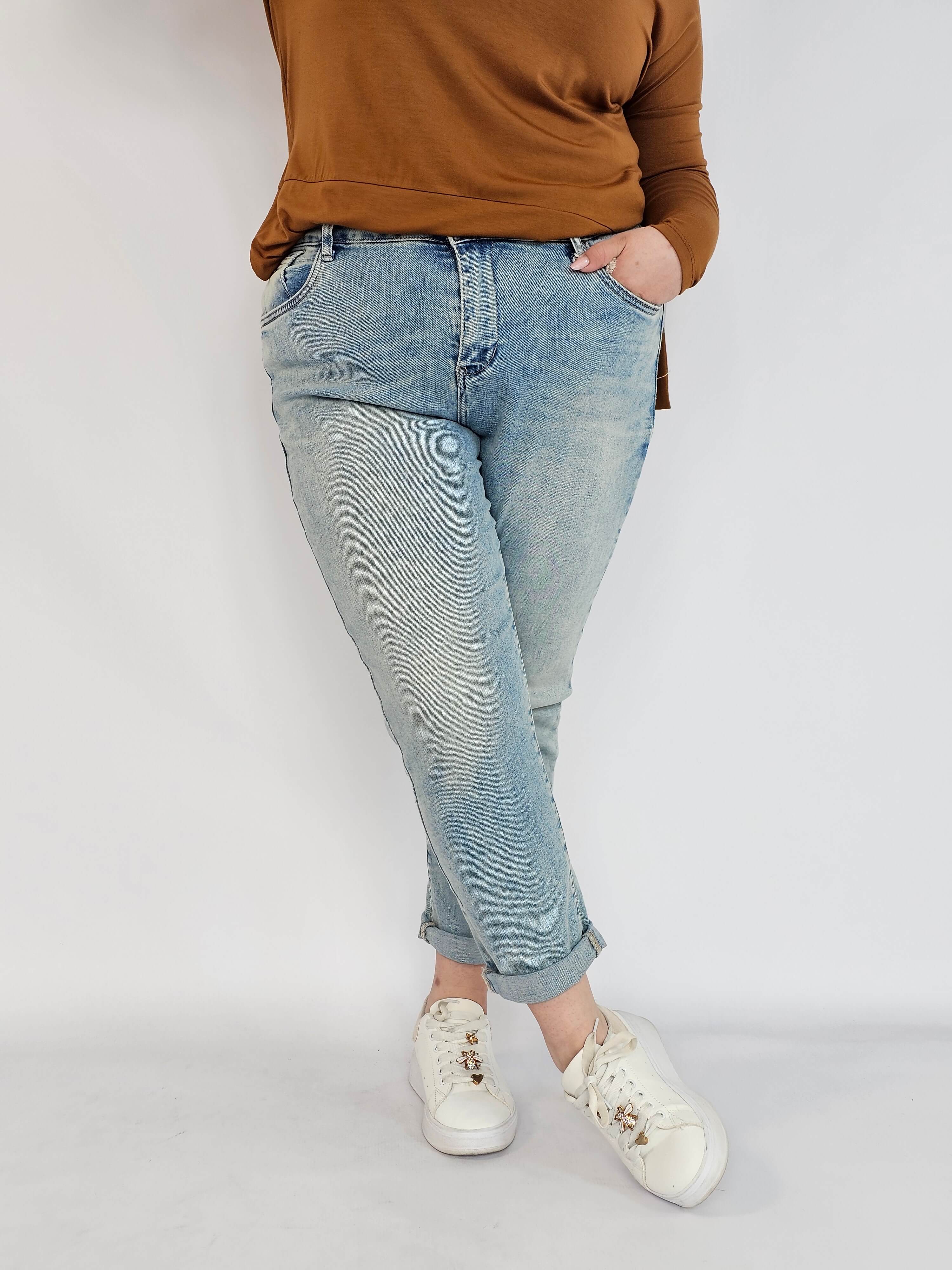 Spodnie plus size jeans – jasne jeansy damskie XXL M.sara Stylowa XL