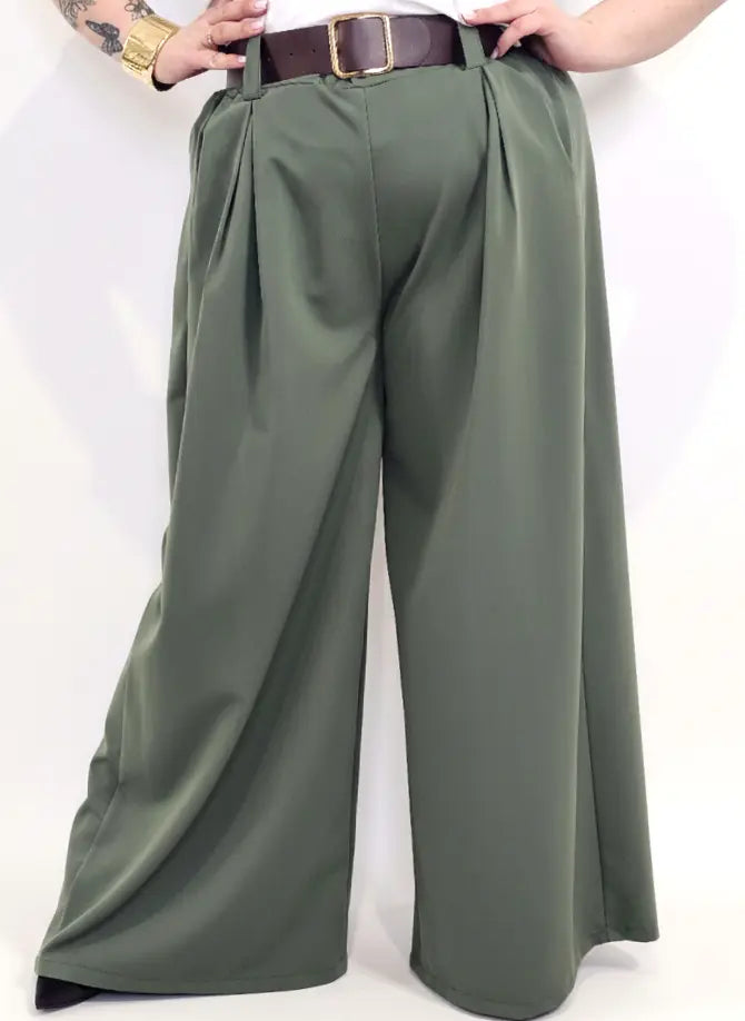 Spodnie plus size szerokie palazzo z wysokim stanem – eleganckie spodnie XXL Stylowa XL