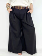 Spodnie plus size szerokie palazzo z wysokim stanem – eleganckie spodnie XXL Stylowa XL