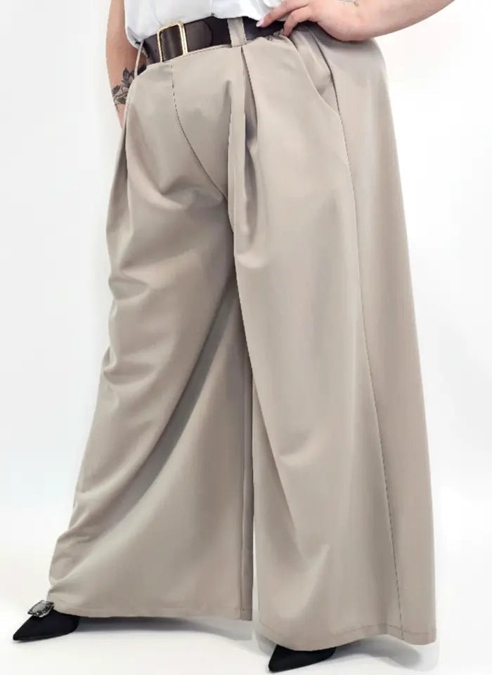 Spodnie plus size szerokie palazzo z wysokim stanem – eleganckie spodnie XXL w 3 kolorach Stylowa XL