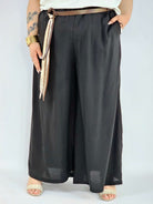 Spodnie plus size szerokie z gumką w pasie i wiązaniem XXL Stylowa XL