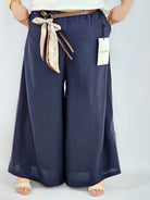 Spodnie plus size szerokie z gumką w pasie i wiązaniem XXL Stylowa XL