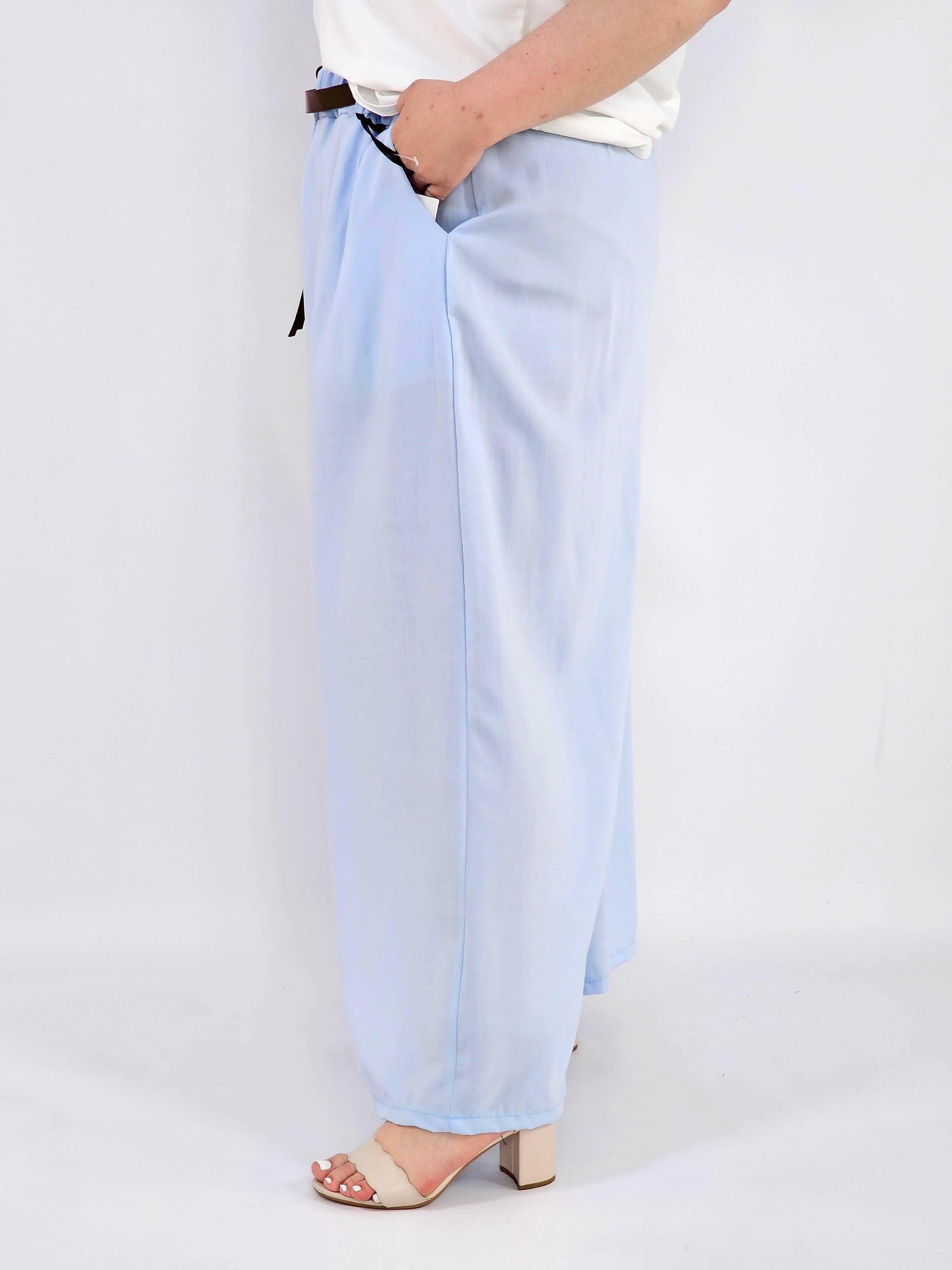 Spodnie plus size szerokie z gumką w pasie i wiązaniem XXL Stylowa XL