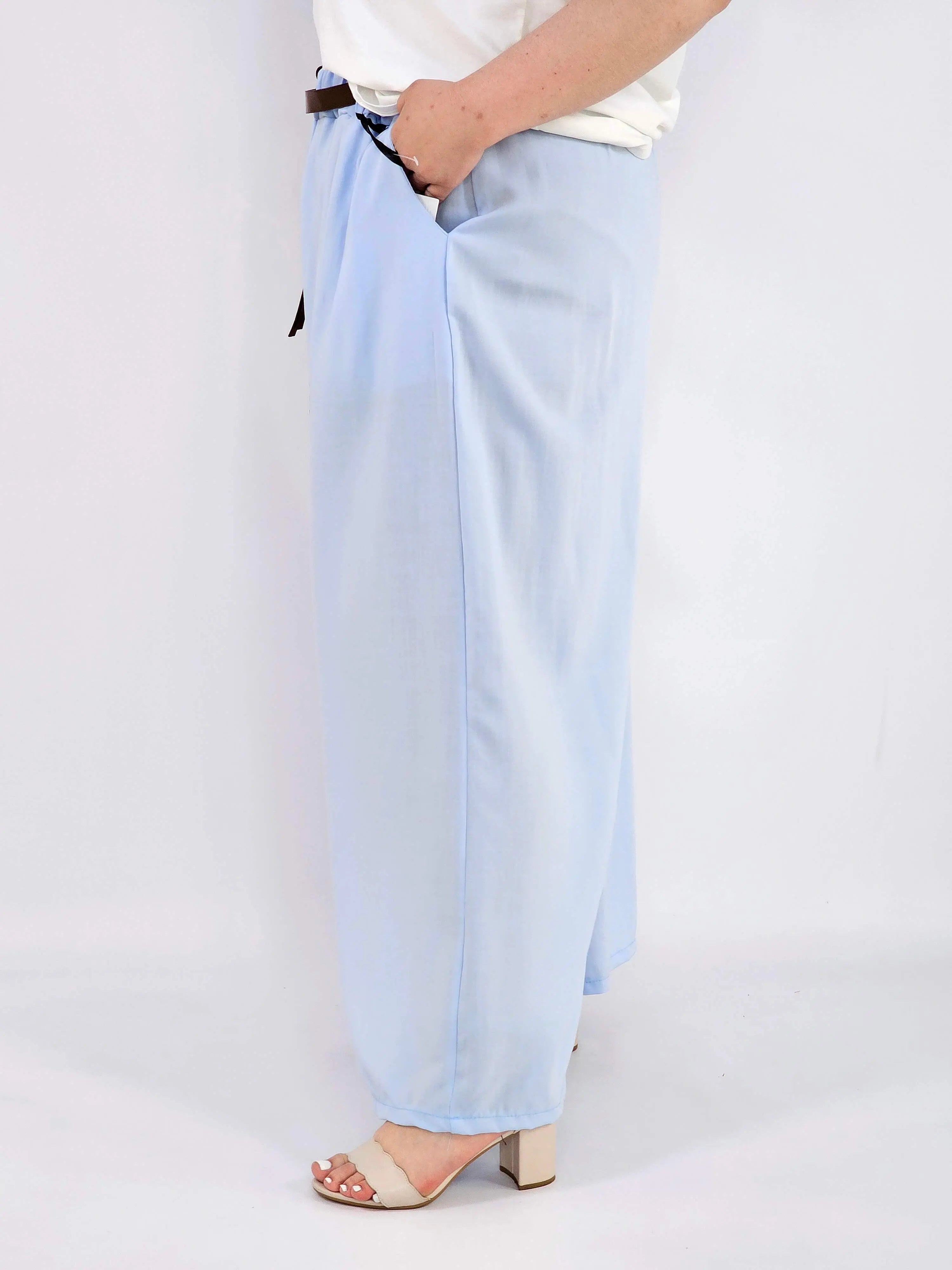 Spodnie plus size szerokie z gumką w pasie i wiązaniem XXL Stylowa XL