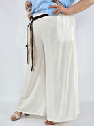 Spodnie plus size szerokie z gumką w pasie i wiązaniem XXL Stylowa XL