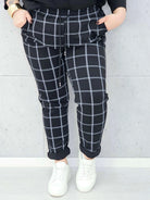 Spodnie w kratkę plus size – wygodne spodnie XXL z elastycznym pasem - Stylowa XL