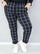 Spodnie w kratkę plus size – wygodne spodnie XXL z elastycznym pasem - Stylowa XL