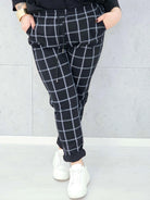 Spodnie w kratkę plus size – wygodne spodnie XXL z elastycznym pasem - Stylowa XL