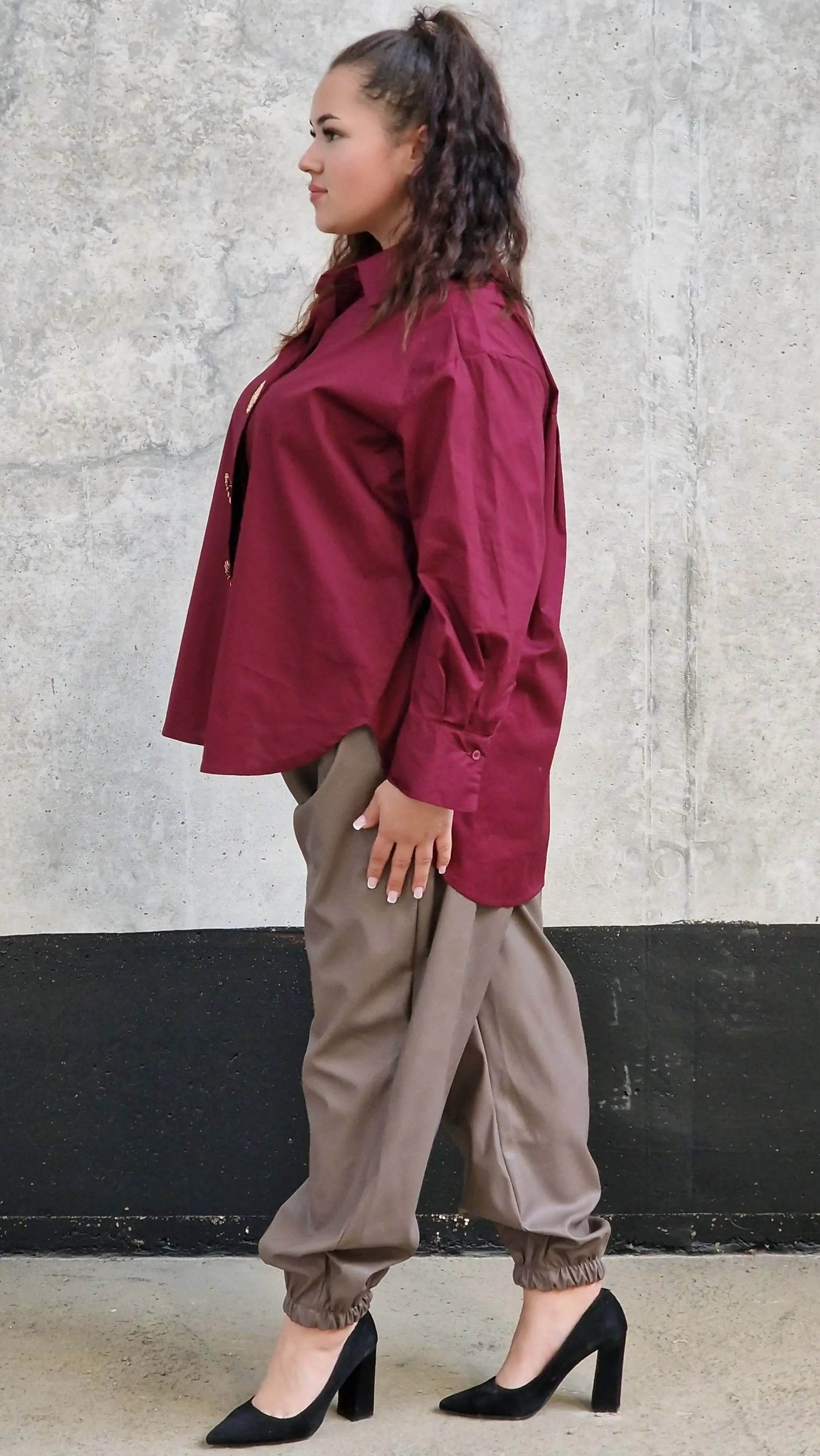 Spodnie z eko-skóry z gumką Stylowa XL