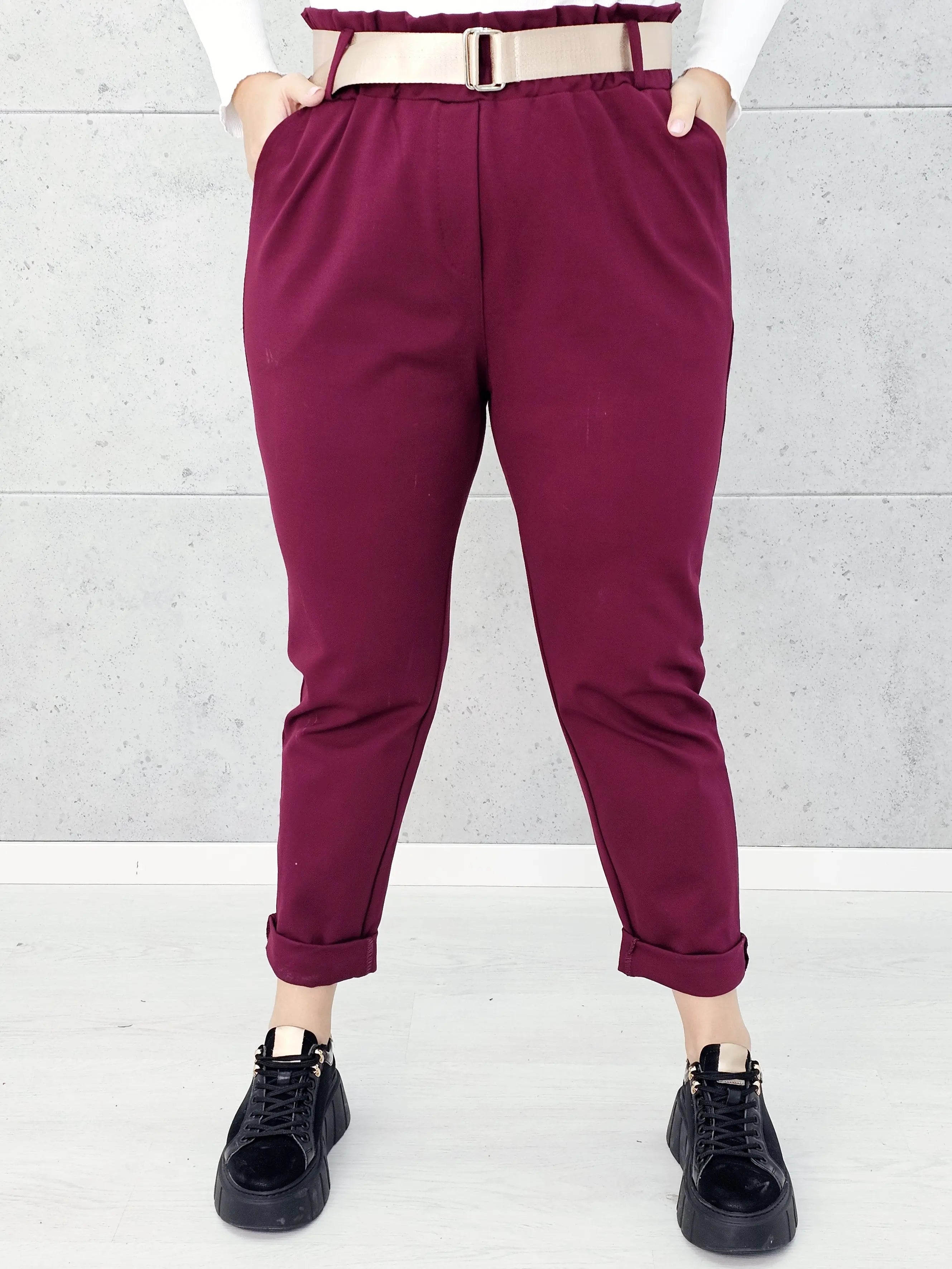 Spodnie z paskiem – eleganckie i wygodne spodnie XXL dla kobiet Stylowa XL