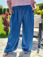 Spodnie z szeroką nogawką - dwa odcienie Stylowa XL