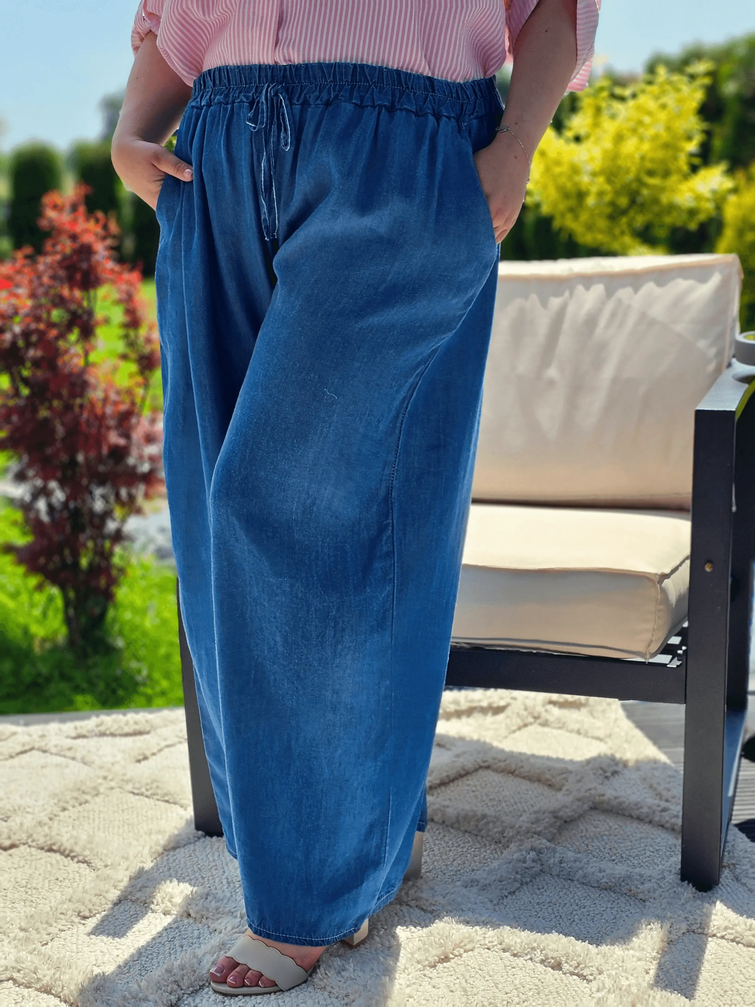 Spodnie z szeroką nogawką - dwa odcienie Stylowa XL