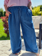 Spodnie z szeroką nogawką - dwa odcienie Stylowa XL