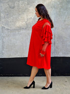 Stylowa Sukienka z Falbanami na Rękawach. Stylowa XL