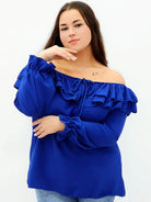 Stylowa bluzka z falbanami i odkrytymi ramionami Stylowa XL