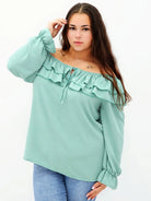 Stylowa bluzka z falbanami i odkrytymi ramionami Stylowa XL