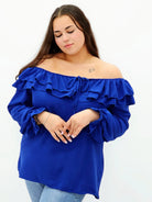 Stylowa bluzka z falbanami i odkrytymi ramionami Stylowa XL