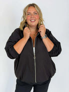 Stylowa kurtka bomberka viscosowa Plus Size zapinana na zamek Stylowa XL