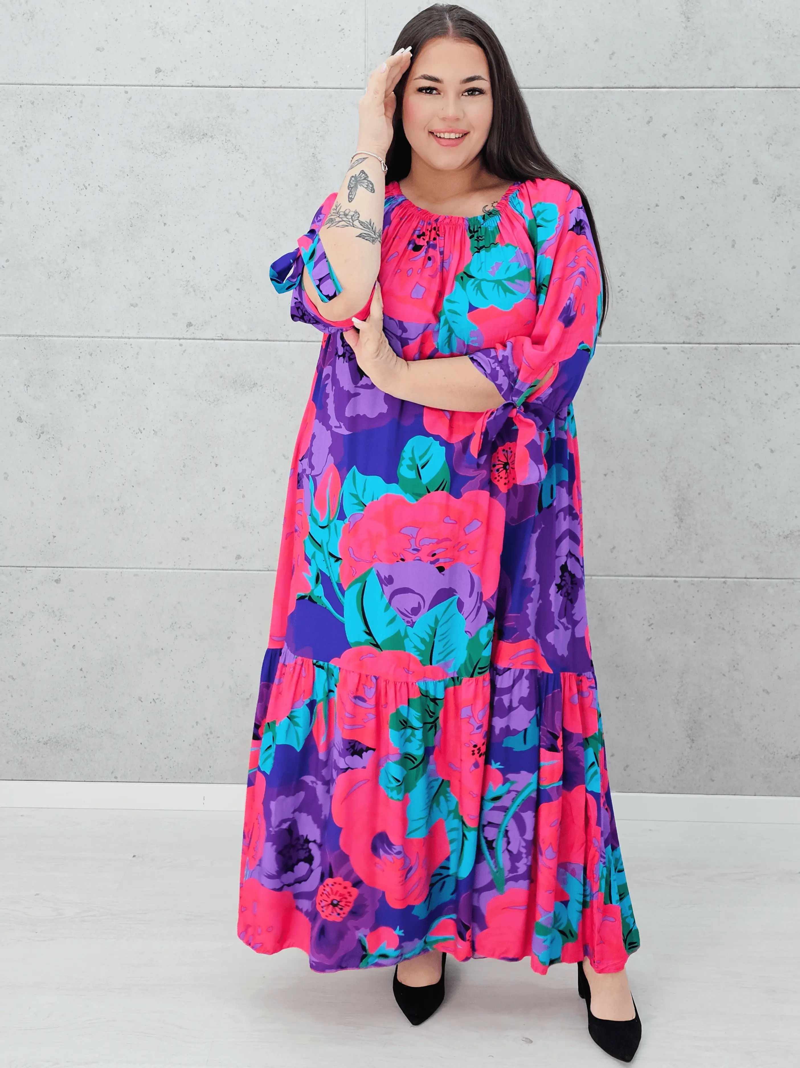 Sukienka Maxi w Kwiatowy Print Stylowa XL