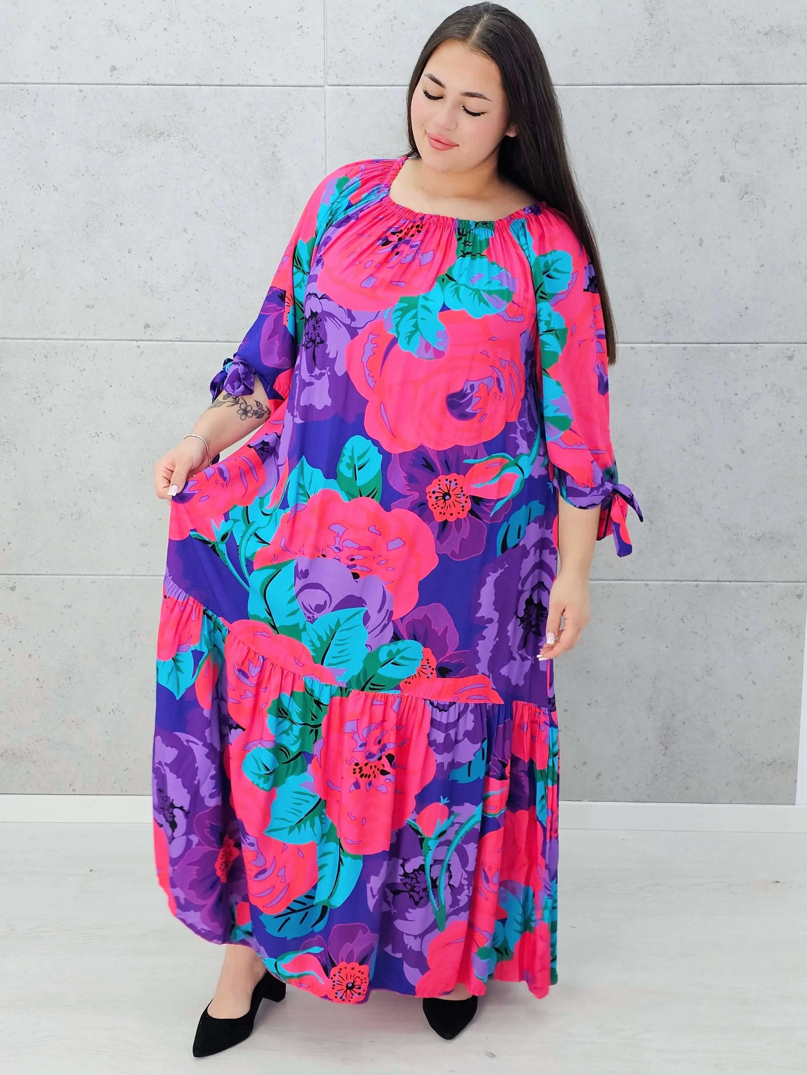 Sukienka Maxi w Kwiatowy Print Stylowa XL