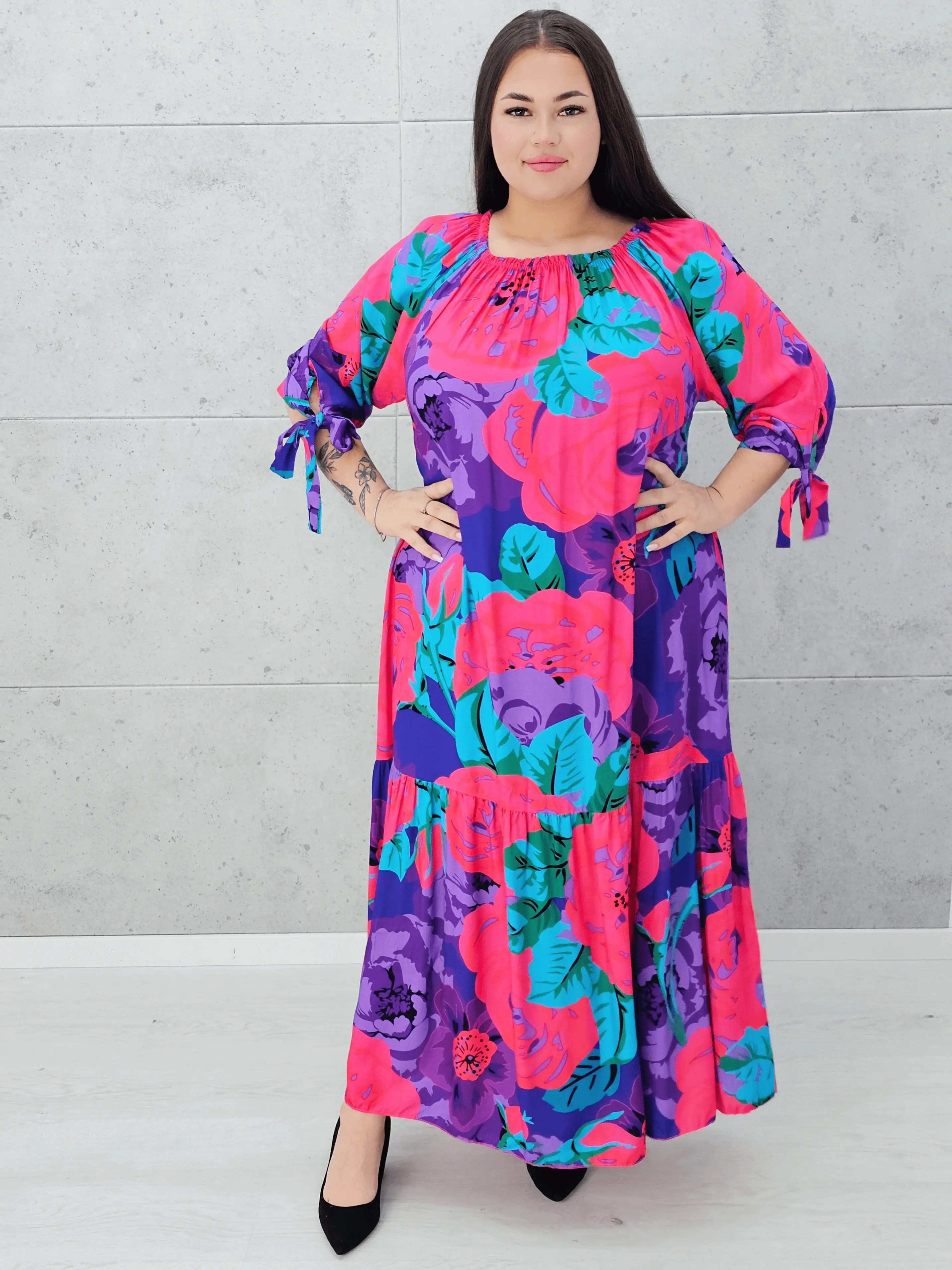 Sukienka Maxi w Kwiatowy Print Stylowa XL
