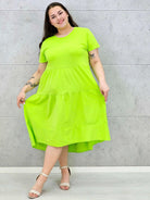 Sukienka Midi z Krótkim Rękawem Stylowa XL