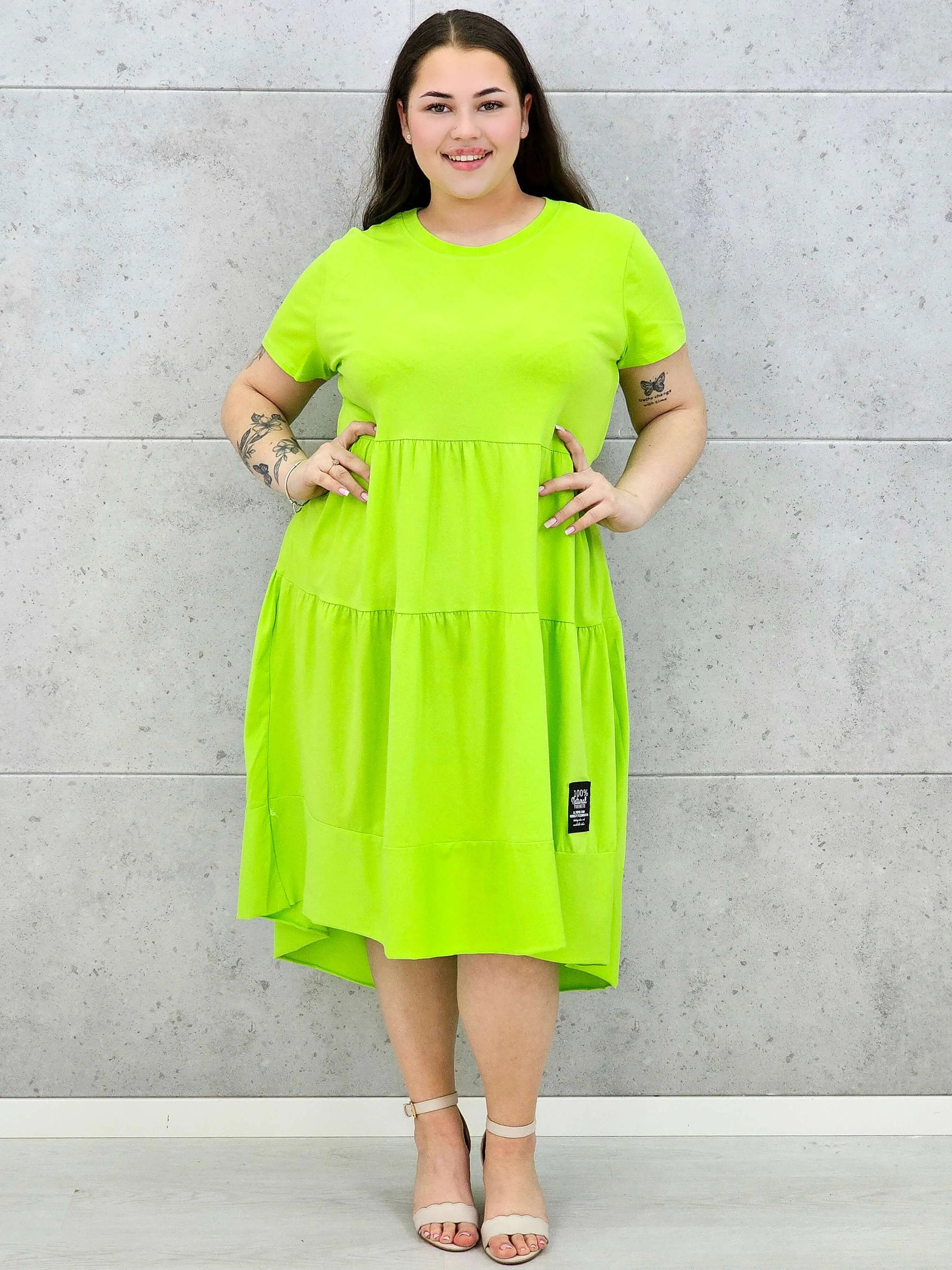 Sukienka Midi z Krótkim Rękawem Stylowa XL