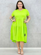 Sukienka Midi z Krótkim Rękawem Stylowa XL