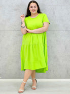 Sukienka Midi z Krótkim Rękawem Stylowa XL