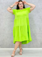 Sukienka Midi z Krótkim Rękawem Stylowa XL