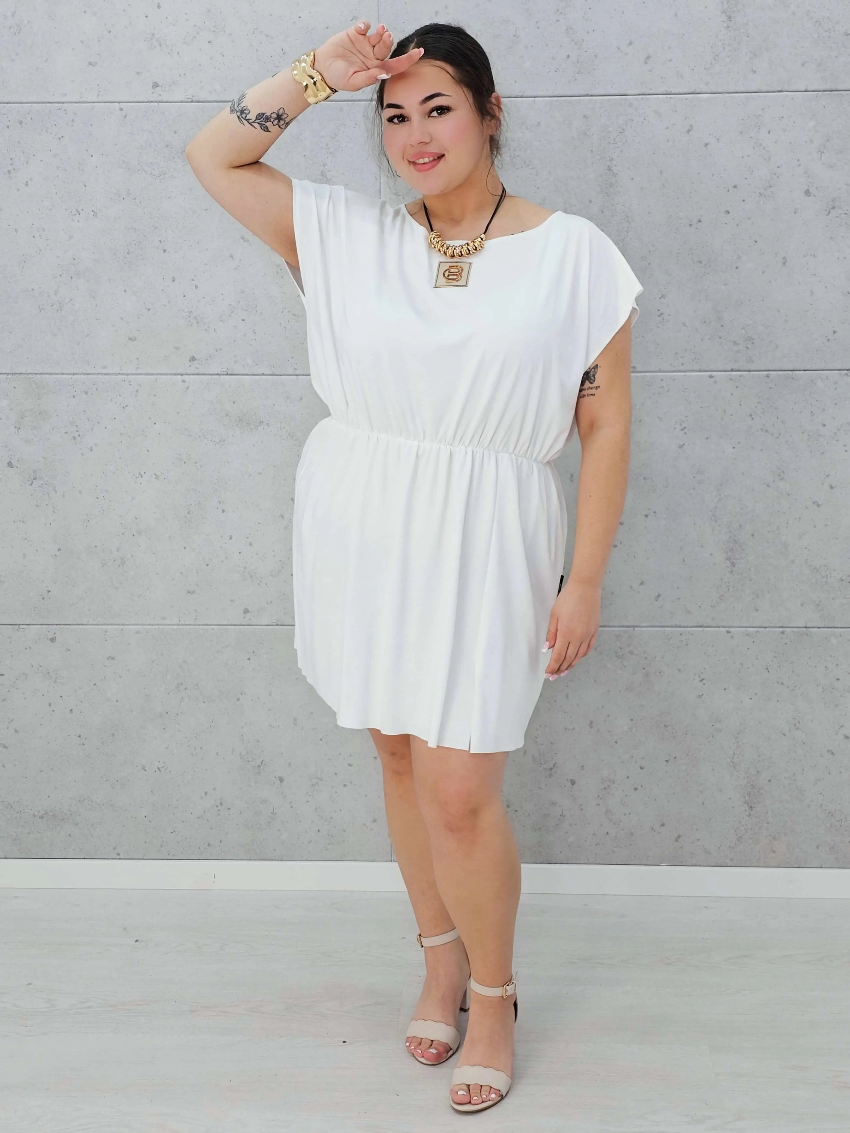 Sukienka POLSKIEGO PRODUCENTA - biała Stylowa XL