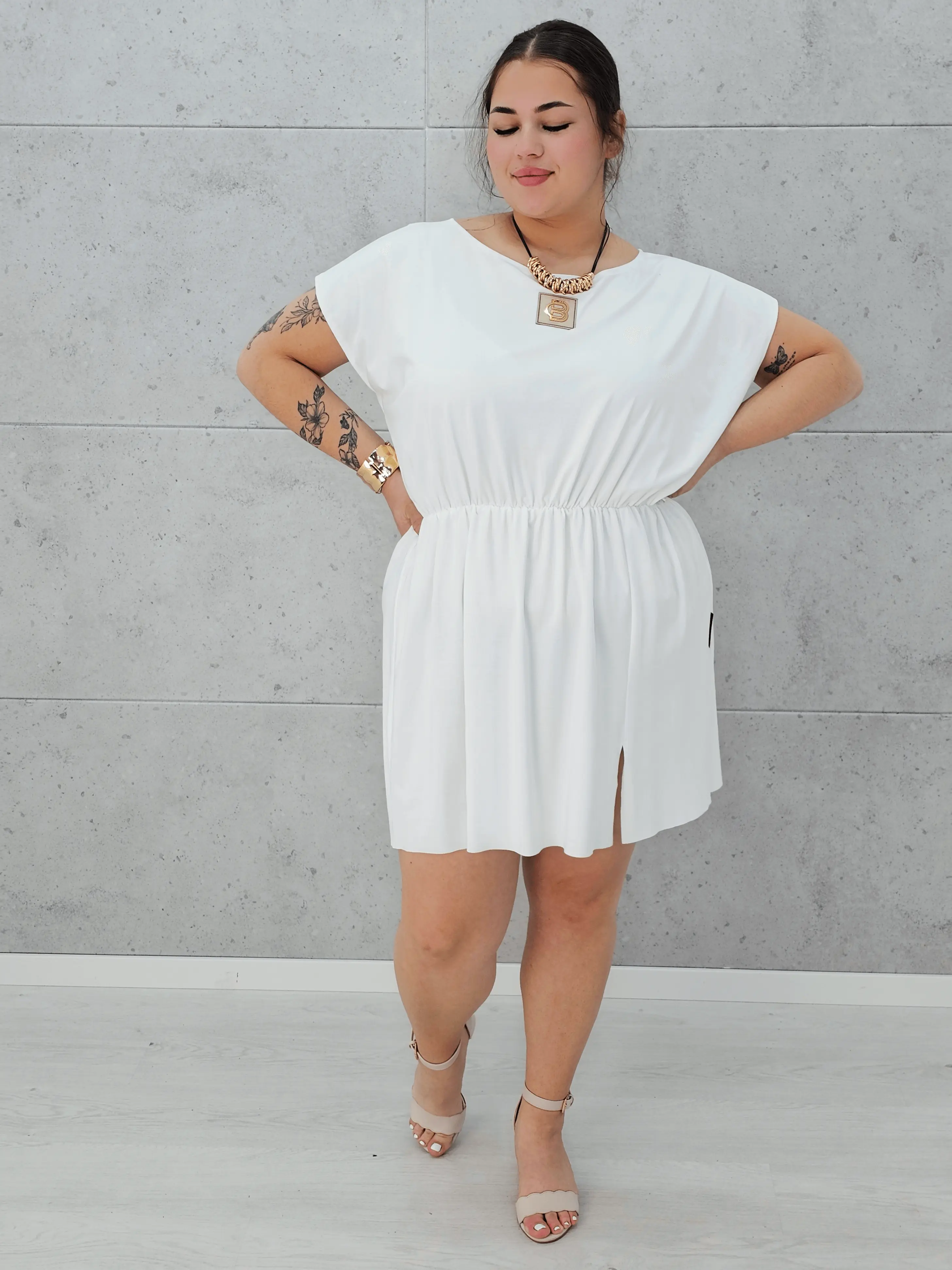 Sukienka POLSKIEGO PRODUCENTA - biała Stylowa XL