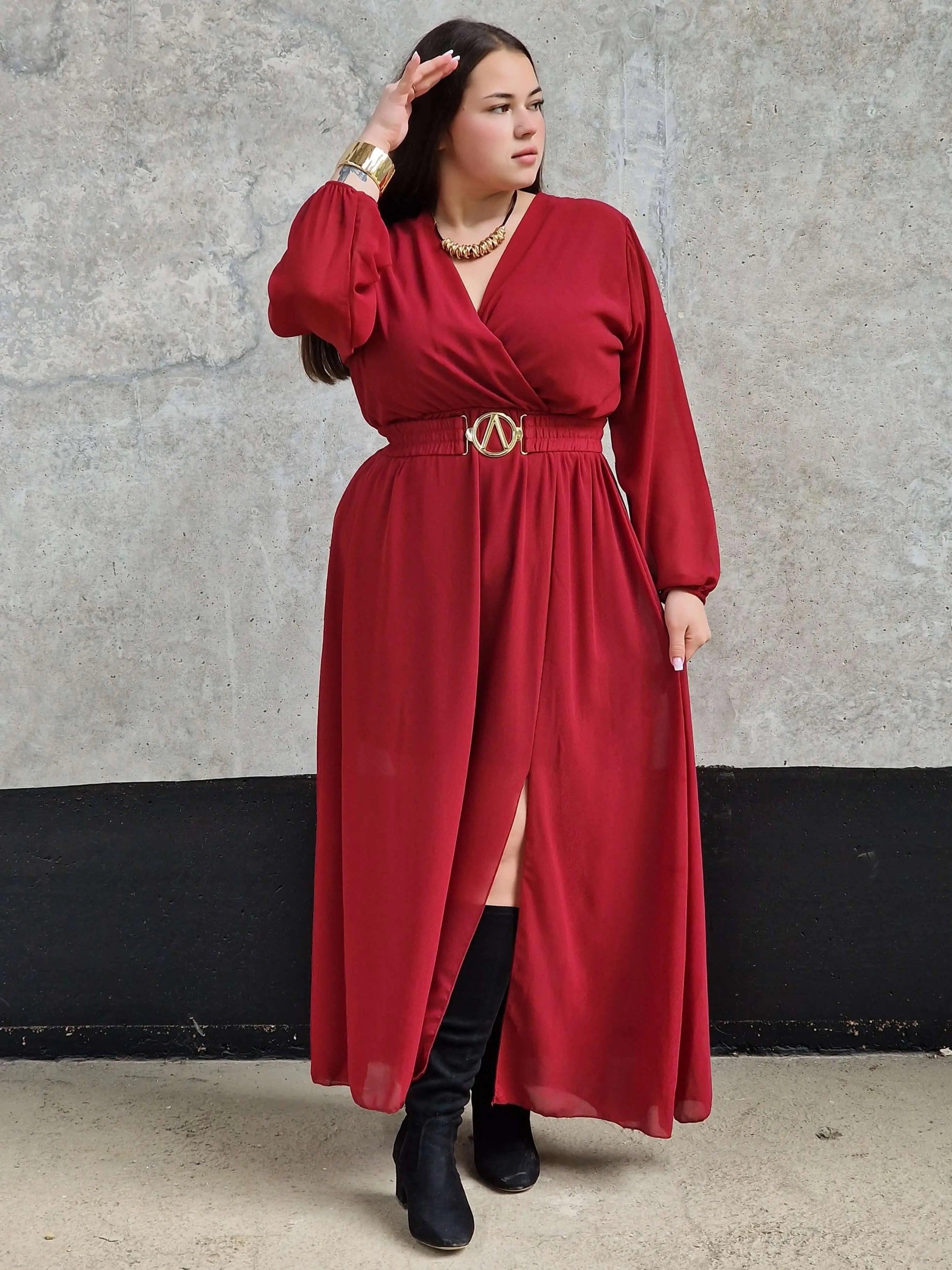 Sukienka Pełna Elegancji - czerwona Stylowa XL