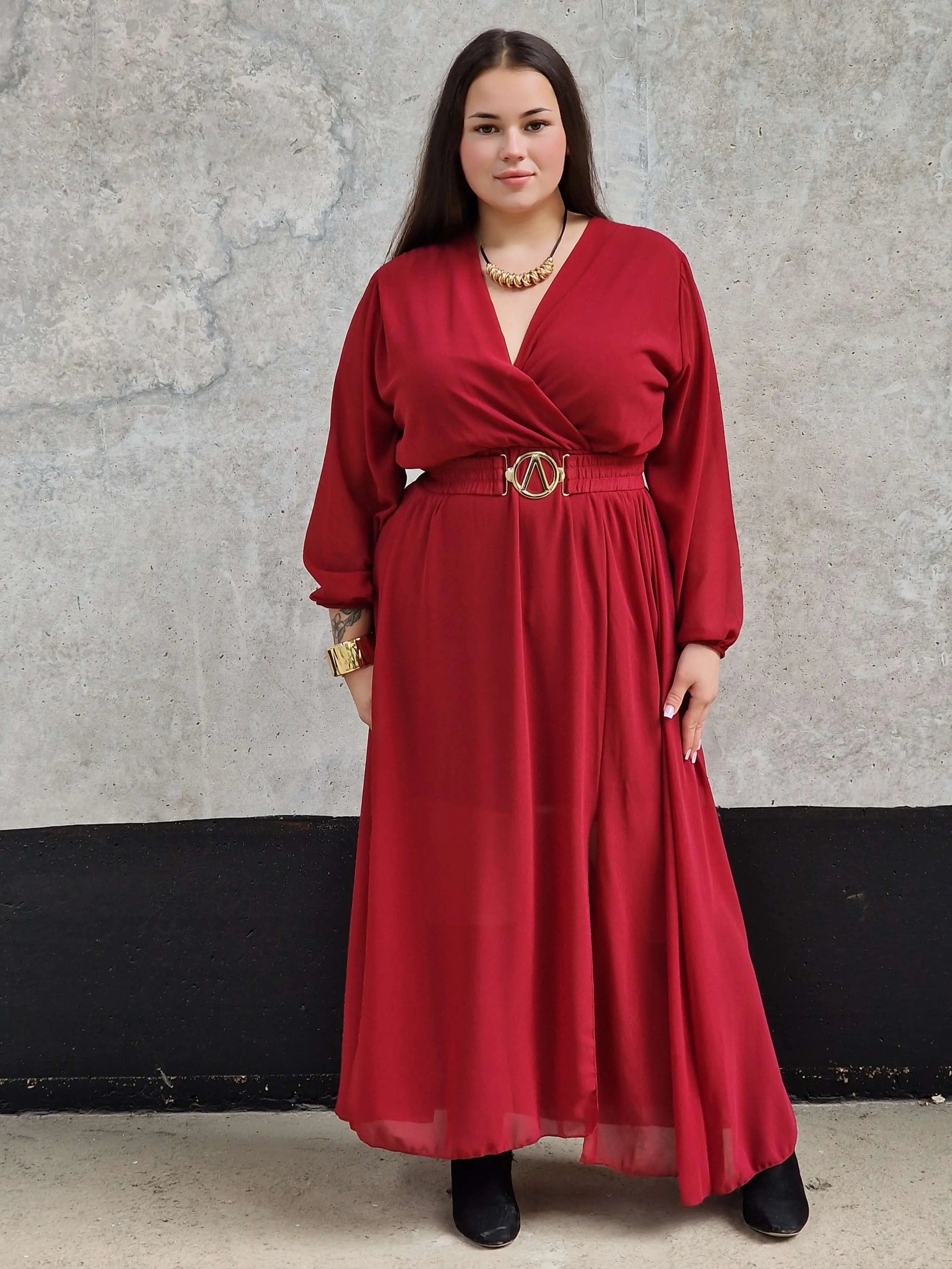 Sukienka Pełna Elegancji - czerwona Stylowa XL