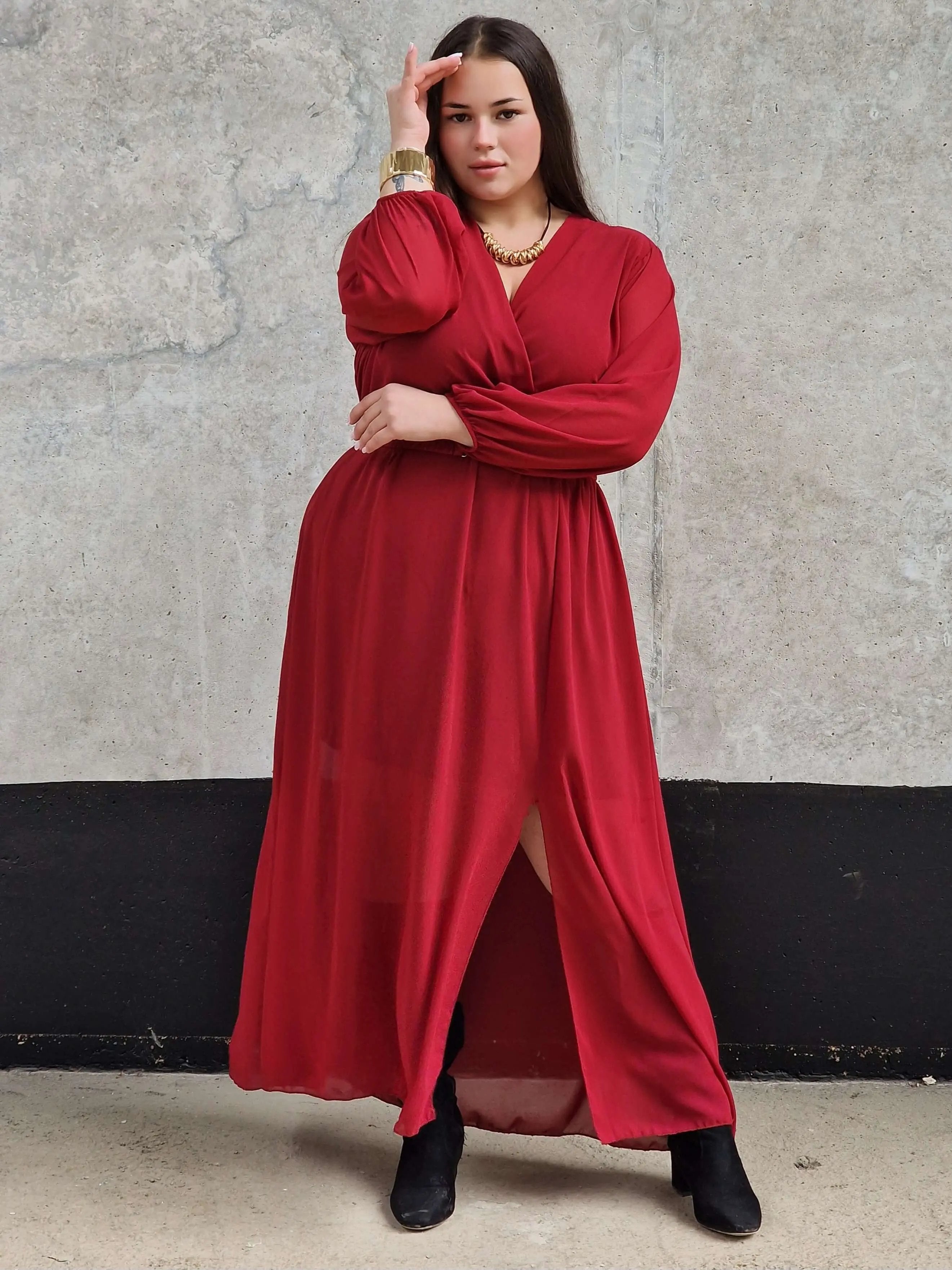 Sukienka Pełna Elegancji - czerwona Stylowa XL