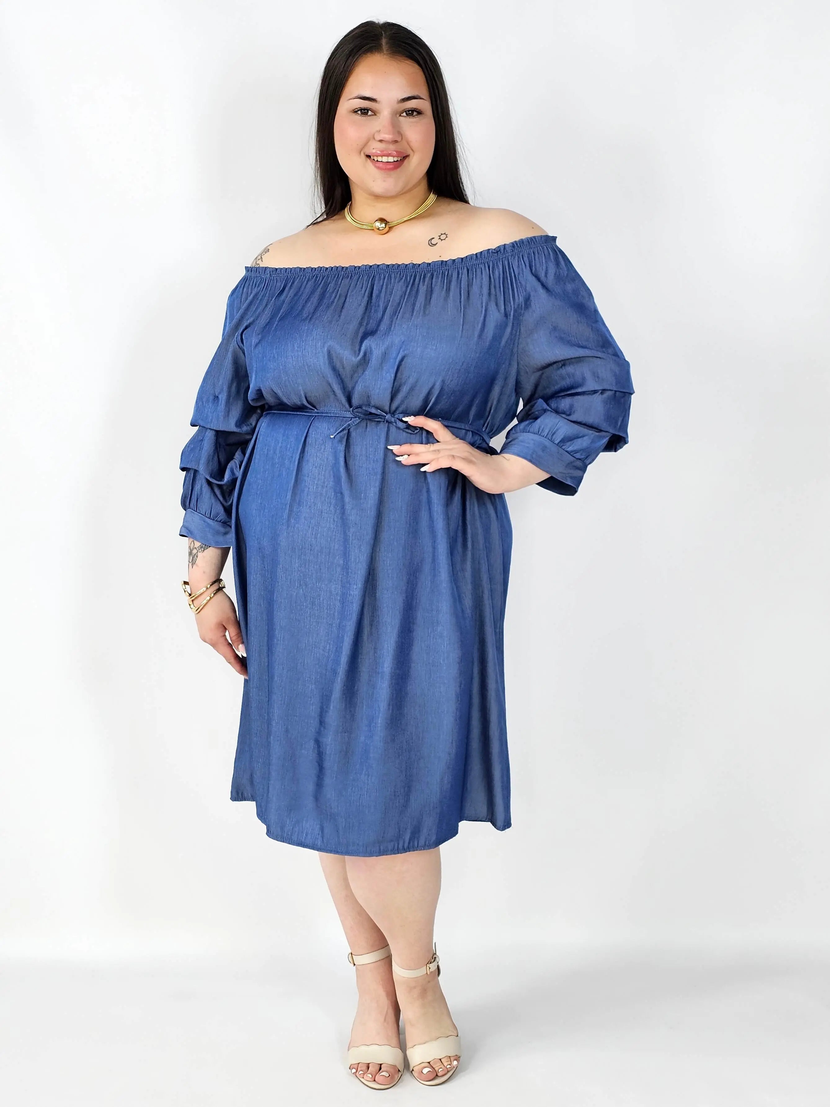 Sukienka Plus Size Hiszpanka Z Odkrytymi Ramionami – Styl I Wygoda Na Co Dzień Stylowa XL