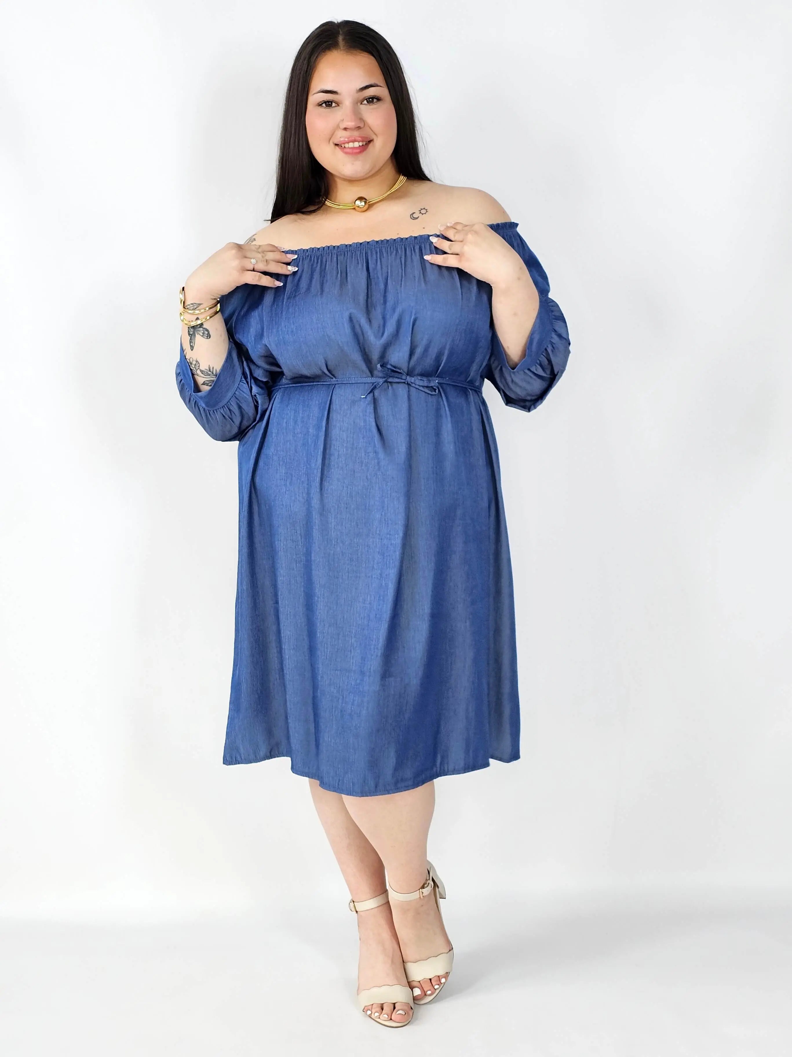 Sukienka Plus Size Hiszpanka Z Odkrytymi Ramionami – Styl I Wygoda Na Co Dzień Stylowa XL