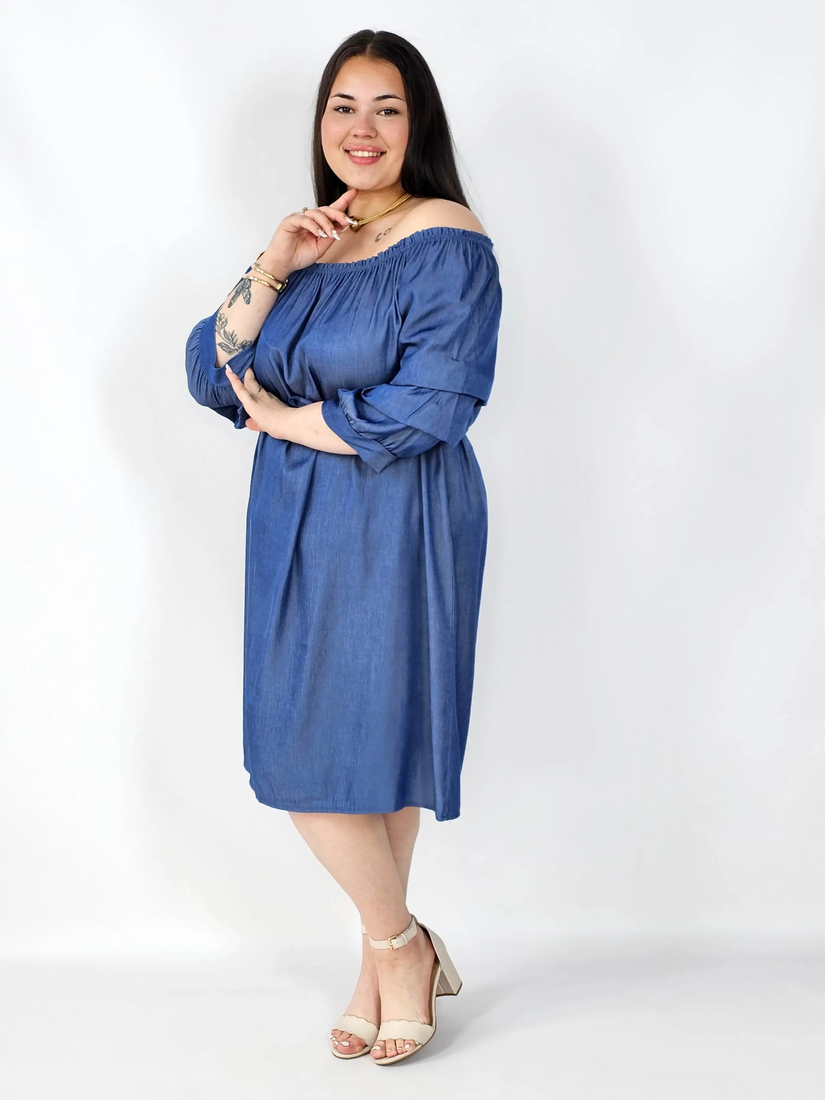 Sukienka Plus Size Hiszpanka Z Odkrytymi Ramionami – Styl I Wygoda Na Co Dzień Stylowa XL