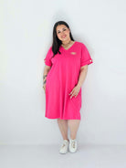 Sukienka Plus Size Luźna Z Dekoltem V I Ozdobnym Detalem Stylowa XL
