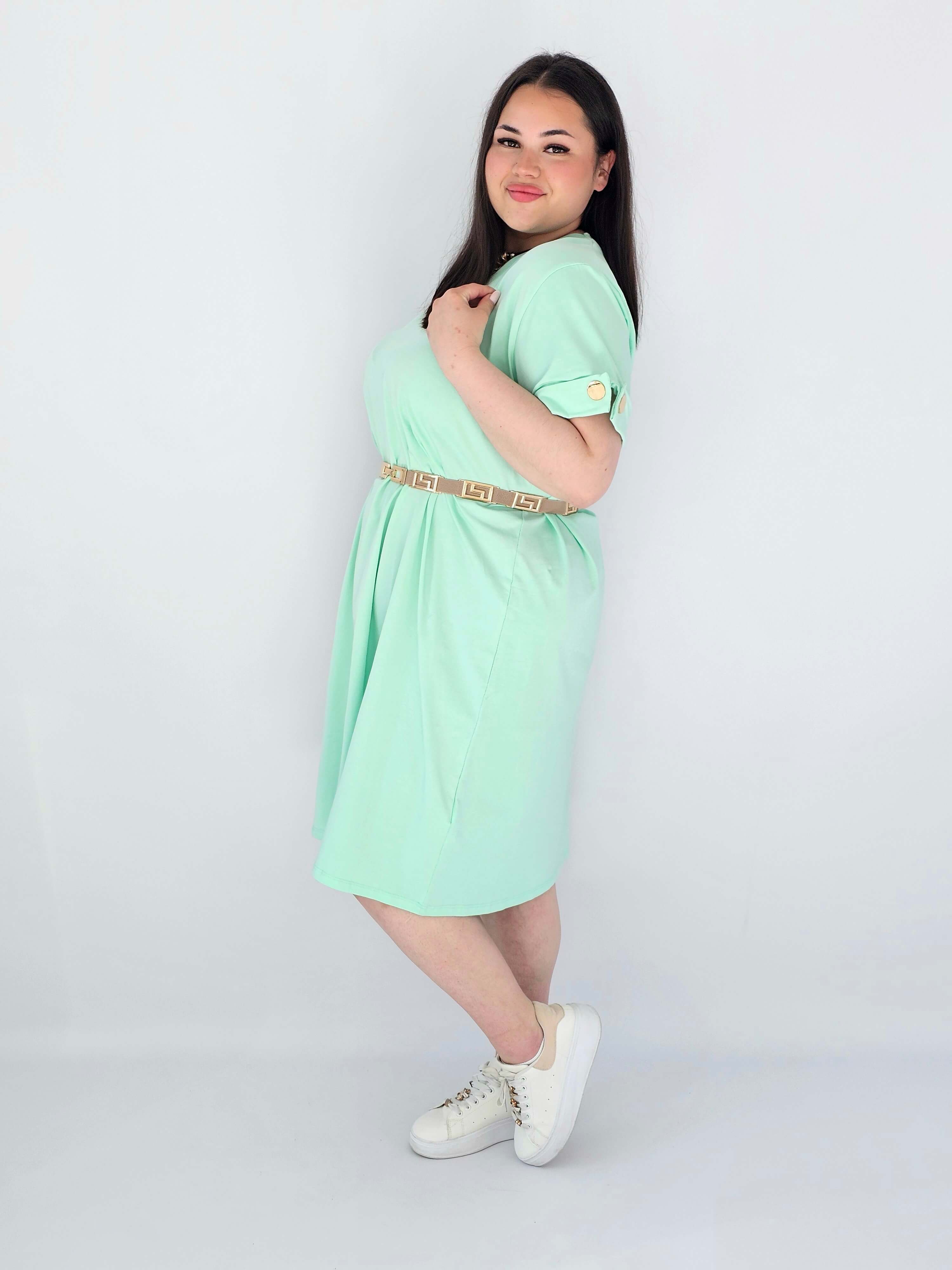 Sukienka Plus Size Luźna Z Dekoltem V I Ozdobnym Detalem Stylowa XL