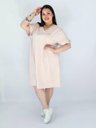 Sukienka Plus Size Luźna Z Dekoltem V I Ozdobnym Detalem Stylowa XL