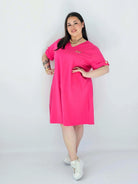 Sukienka Plus Size Luźna Z Dekoltem V I Ozdobnym Detalem Stylowa XL