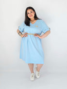 Sukienka Plus Size Luźna Z Dekoltem V I Ozdobnym Detalem Stylowa XL